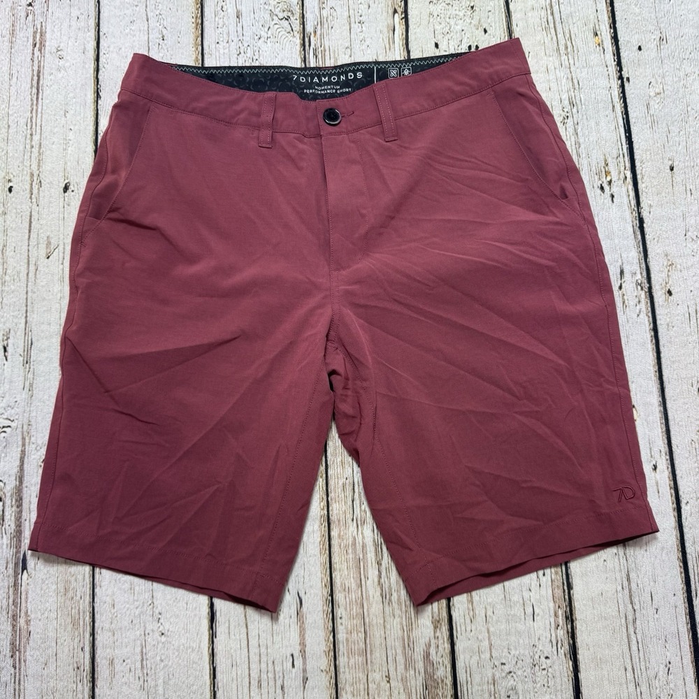 7 Diamonds Shorts Men's 32 Maroon Momentum Performance Stretch Lightweight